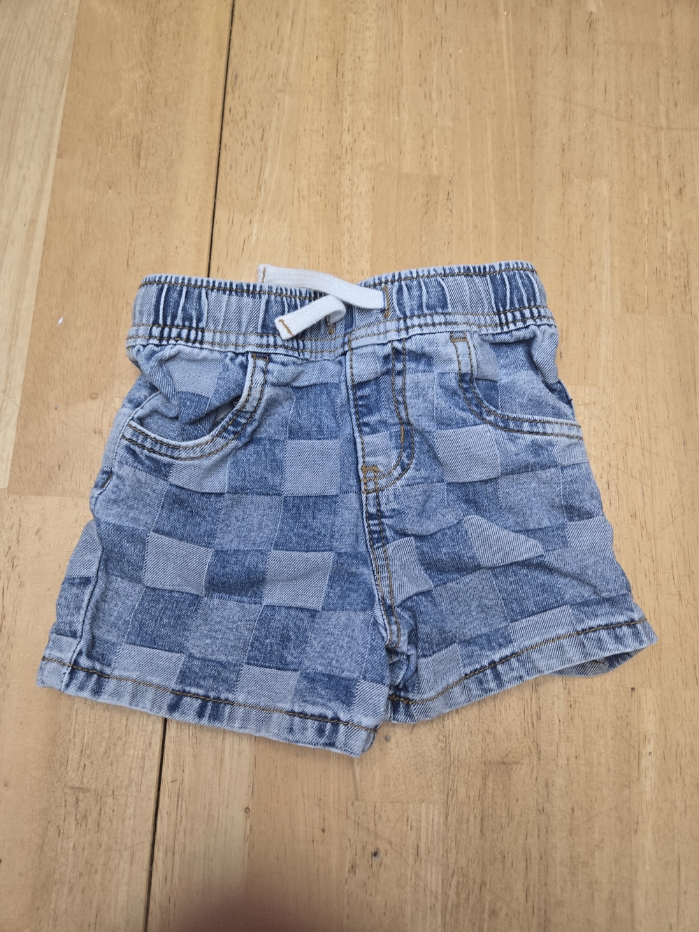 Cat & Jack Blue Checkerboard Denim Shorts